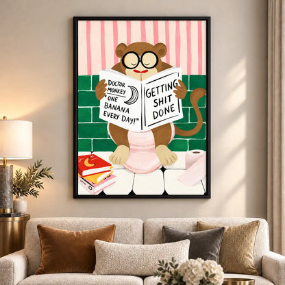 Getting Stuff Done Funny Monkey Bathroom Wall Art 6