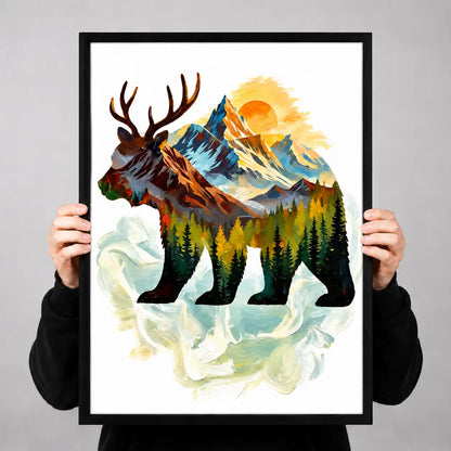 Graceful Rocky Mountain Deer Landscape Wall Art 3