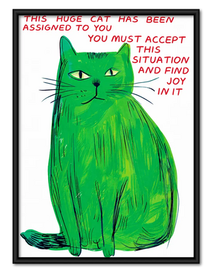 Huge Green Cat Find Joy Quote Wall Art