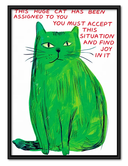 Huge Green Cat Find Joy Quote Wall Art