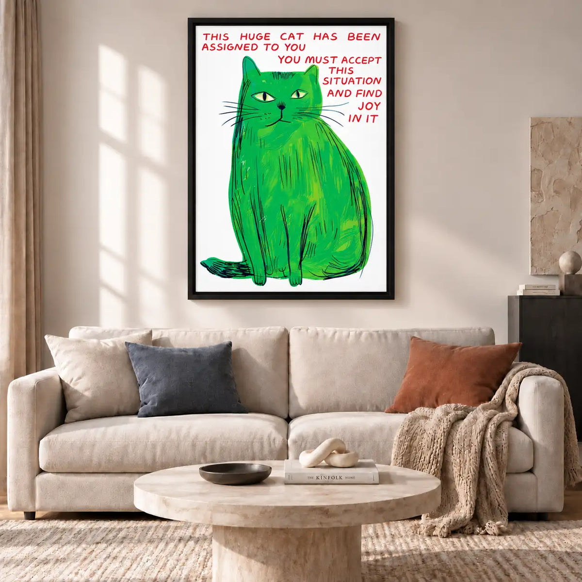 Huge Green Cat Find Joy Quote Wall Art 2