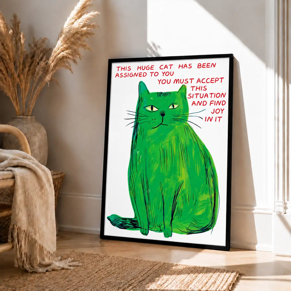 Huge Green Cat Find Joy Quote Wall Art 4