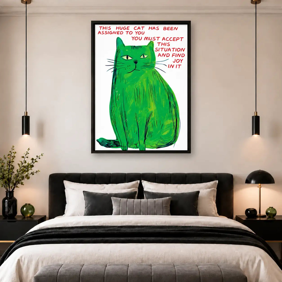 Huge Green Cat Find Joy Quote Wall Art 5