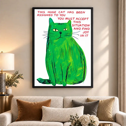 Huge Green Cat Find Joy Quote Wall Art 6