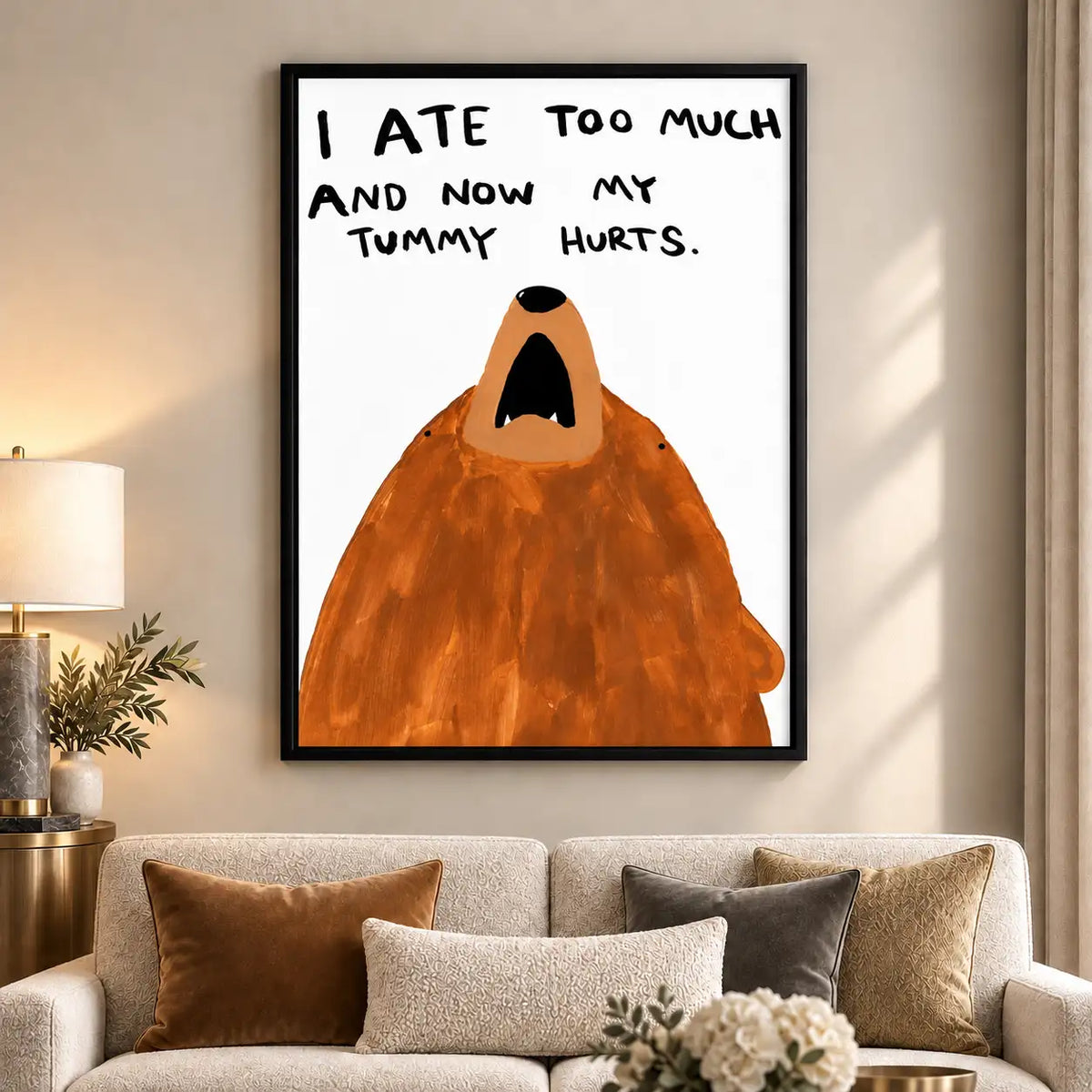 I Ate Too Much Funny Bear Quote Wall Art 6