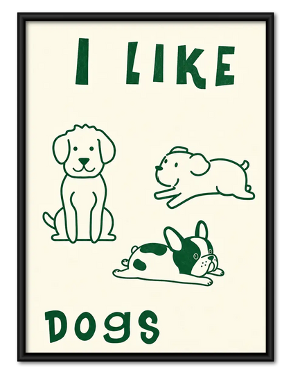I Like Dogs Minimal Line Drawing Wall Art