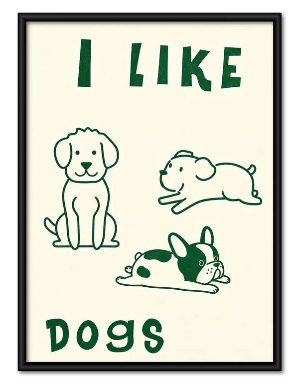 I Like Dogs Minimal Line Drawing Wall Art