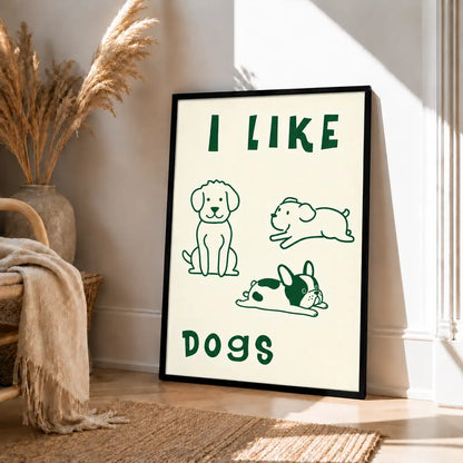I Like Dogs Minimal Line Drawing Wall Art 4