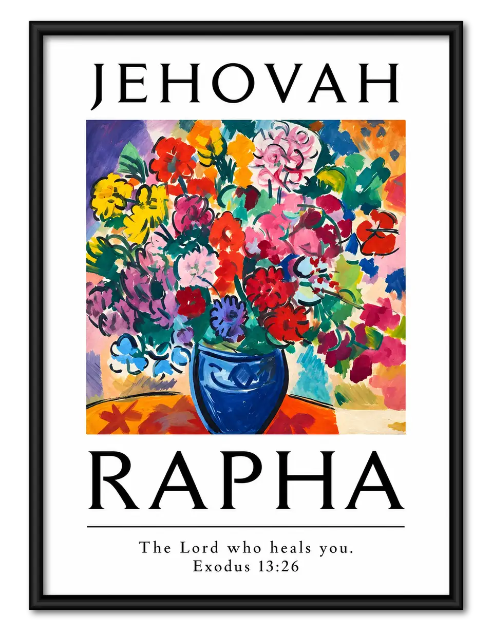 Jehovah Rapha Floral Christian Scripture Wall Art 1