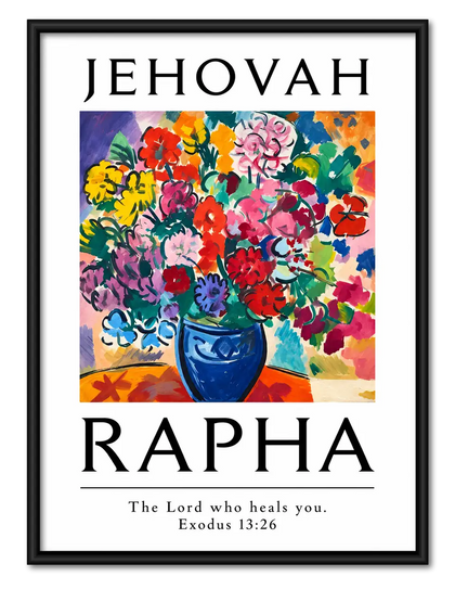 Jehovah Rapha Floral Christian Scripture Wall Art