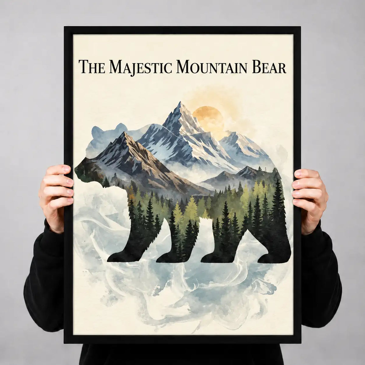 Majestic Mountain Bear Double Exposure Wall Art 3