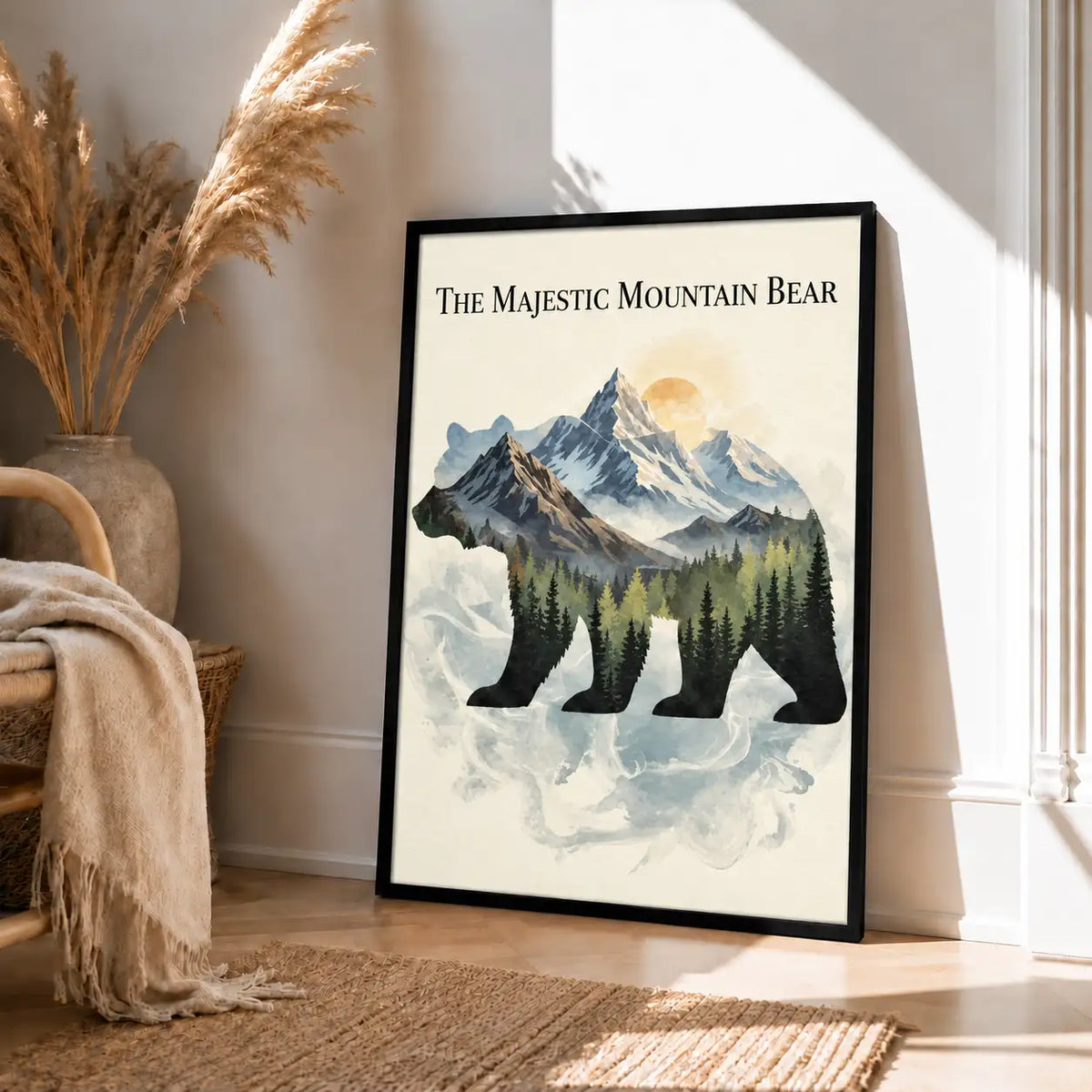 Majestic Mountain Bear Double Exposure Wall Art 4