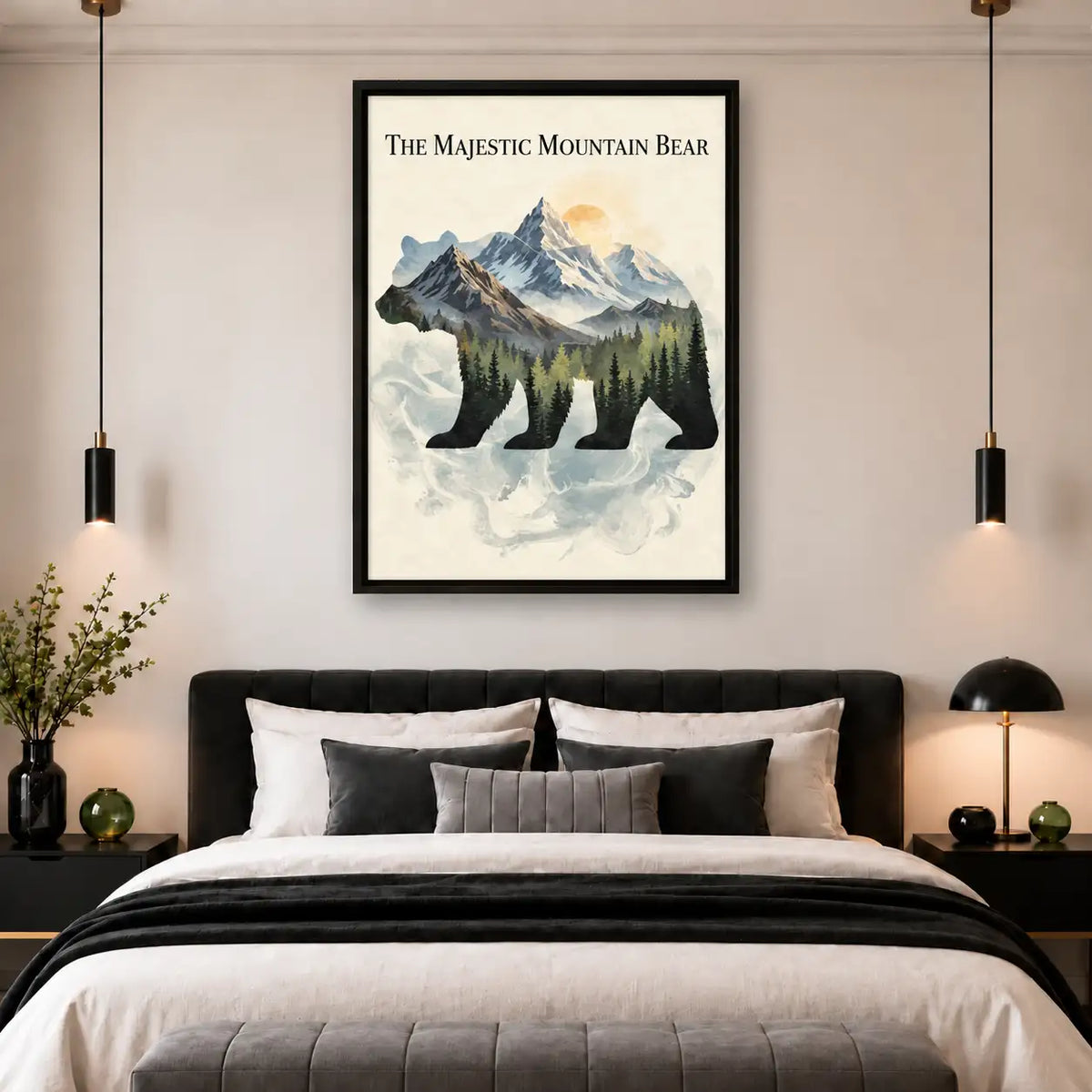 Majestic Mountain Bear Double Exposure Wall Art 5