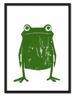 Minimal Green Frog Character Wall Art