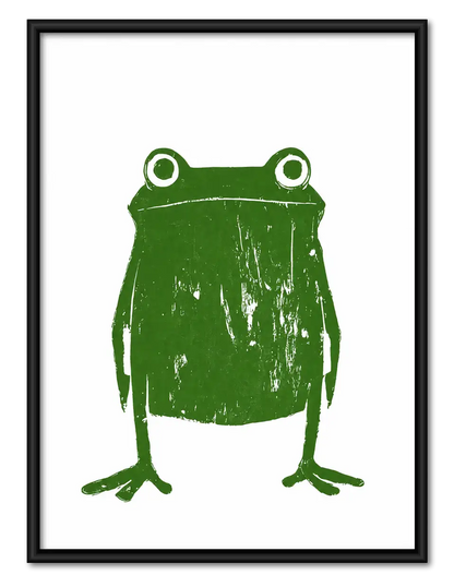 Minimal Green Frog Character Wall Art 1