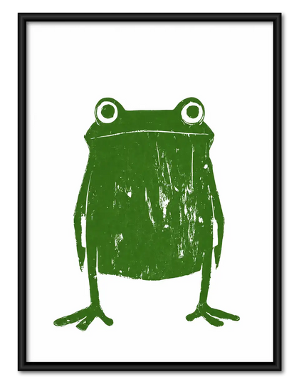Minimal Green Frog Character Wall Art
