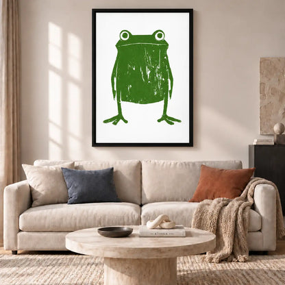 Minimal Green Frog Character Wall Art 2