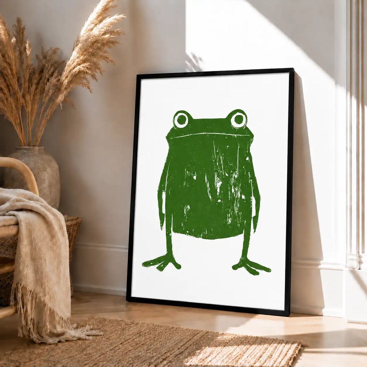 Minimal Green Frog Character Wall Art 4