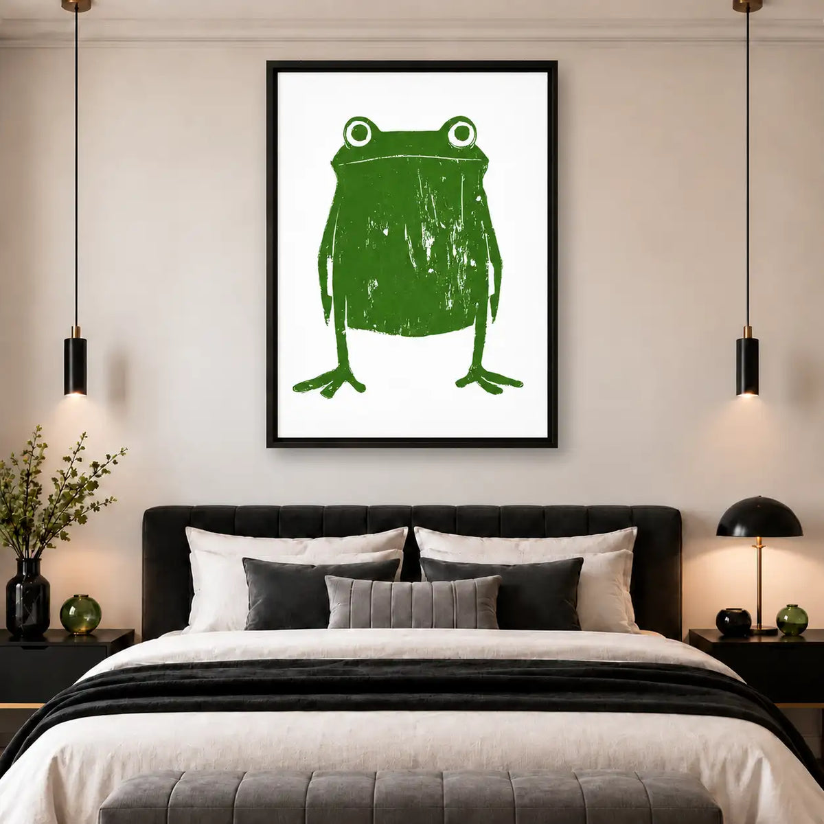 Minimal Green Frog Character Wall Art 5