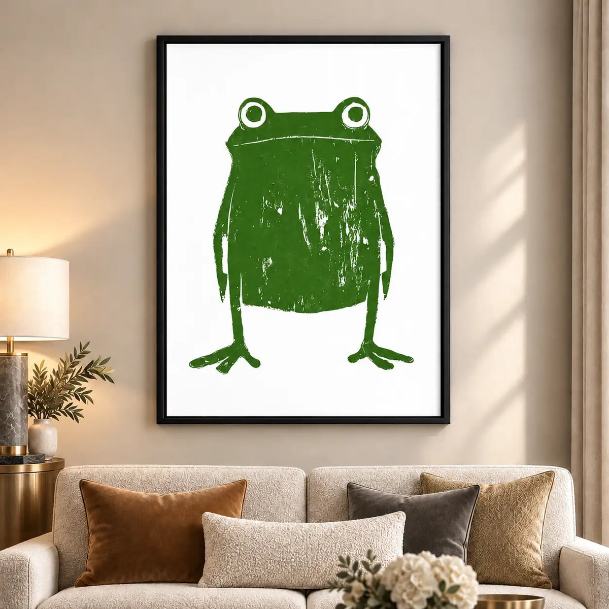 Minimal Green Frog Character Wall Art 6