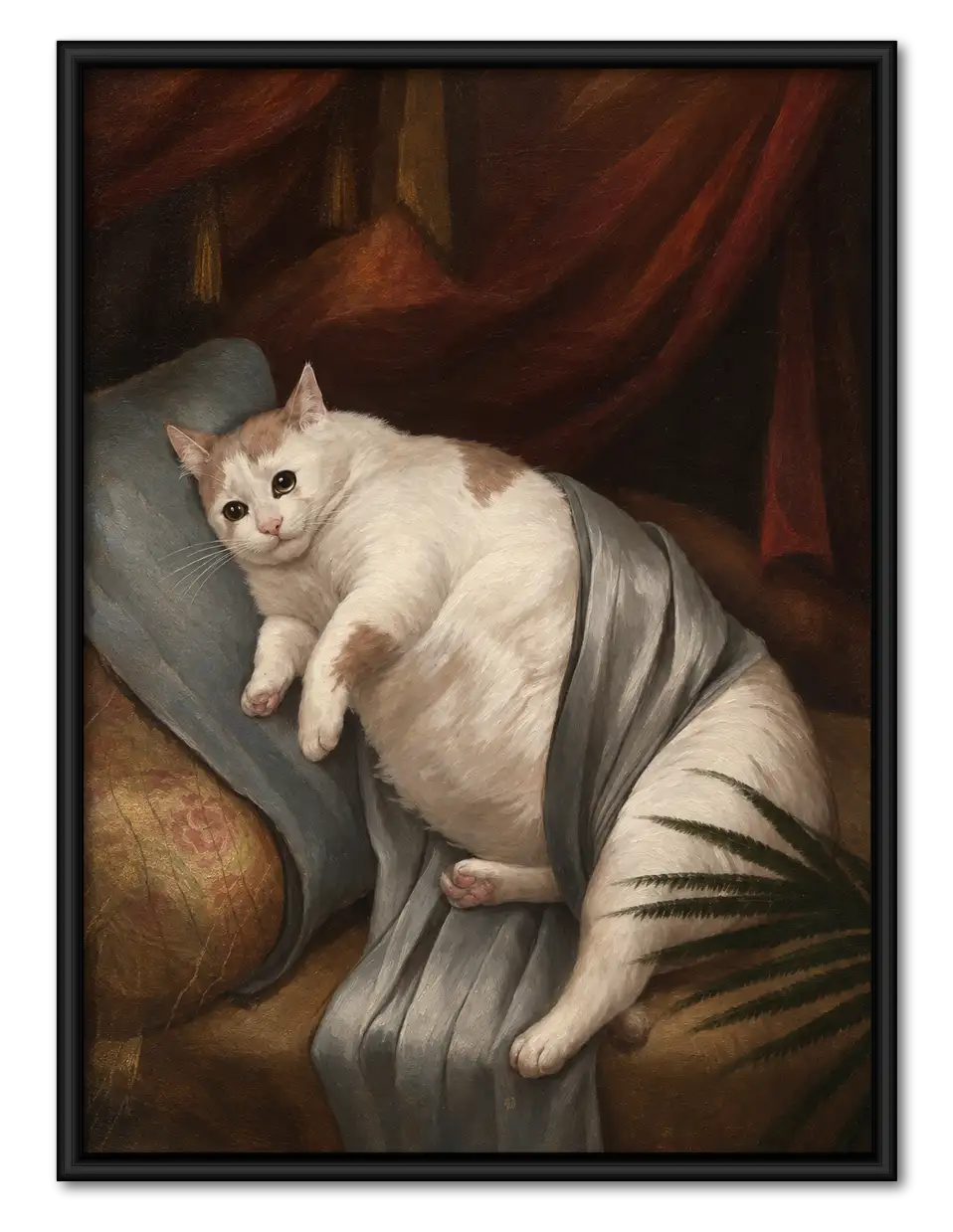Regal White Cat Classical Portrait Wall Art 1