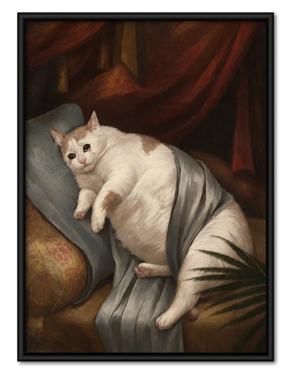 Regal White Cat Classical Portrait Wall Art