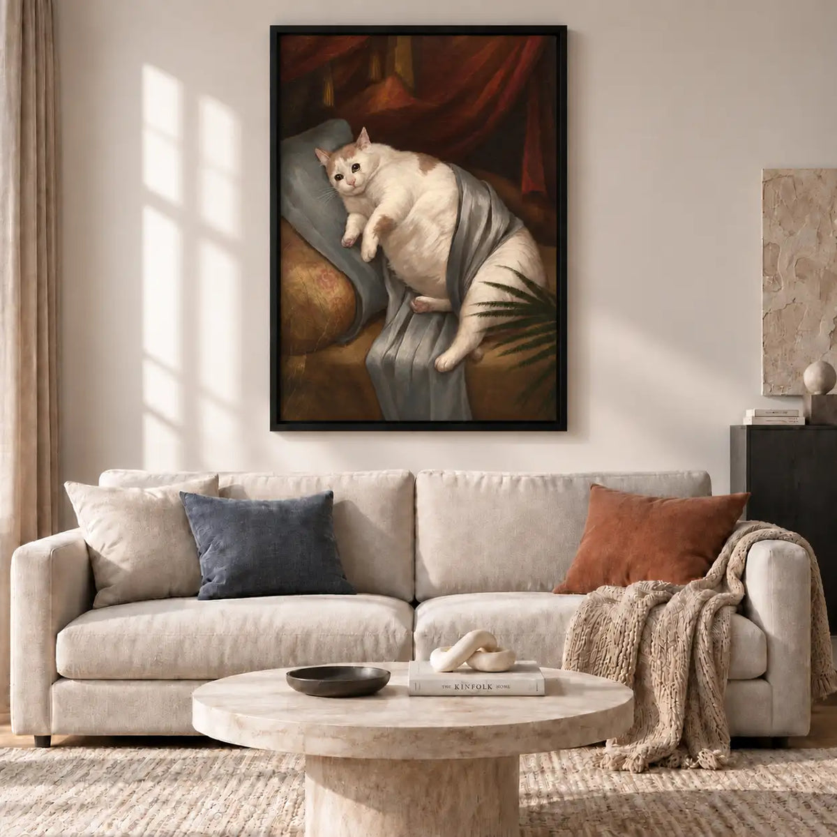 Regal White Cat Classical Portrait Wall Art 2