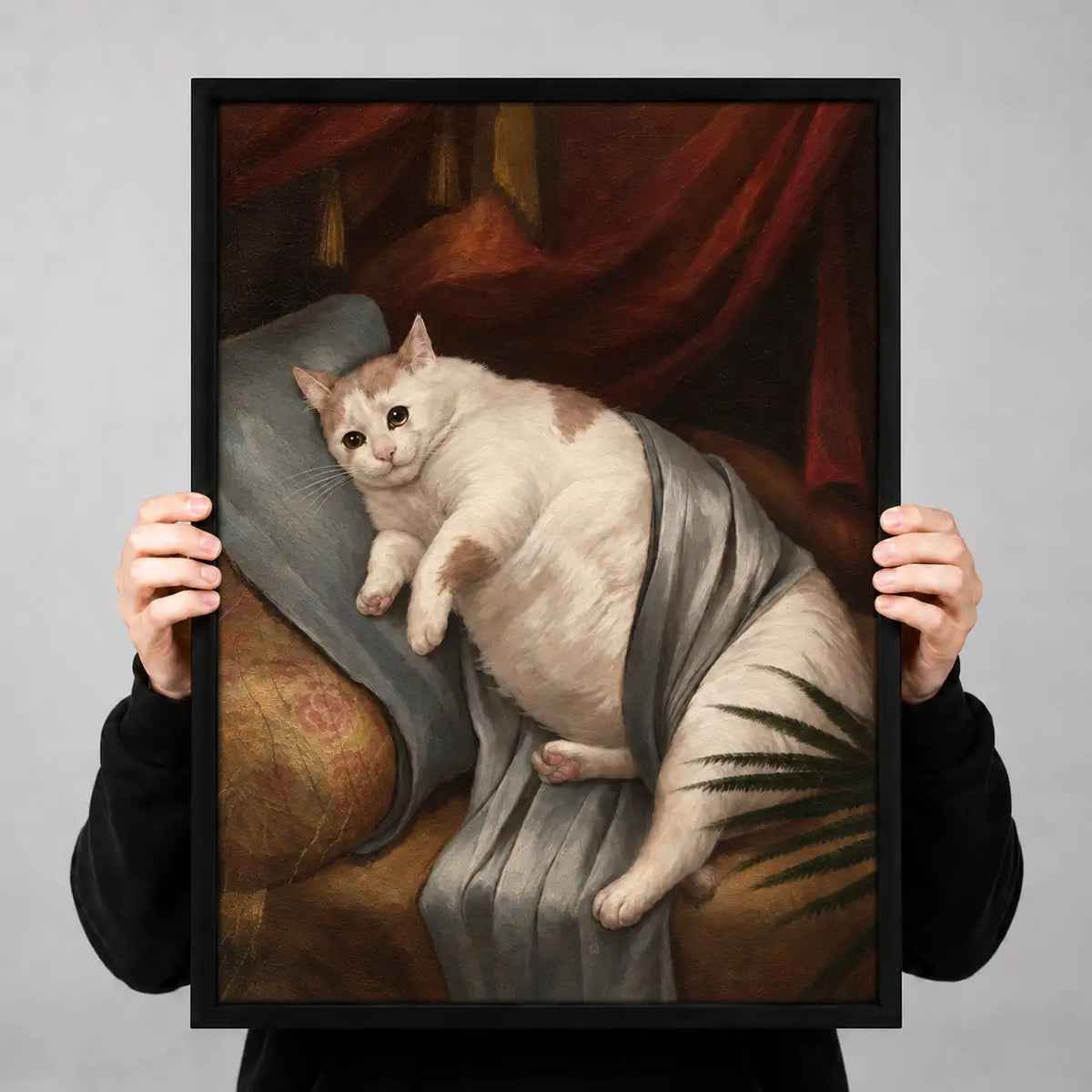 Regal White Cat Classical Portrait Wall Art 3