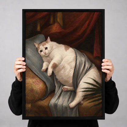 Regal White Cat Classical Portrait Wall Art 3