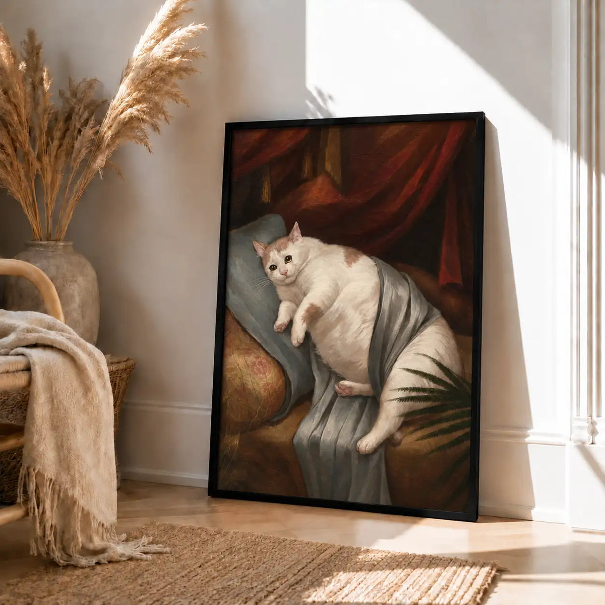 Regal White Cat Classical Portrait Wall Art 4
