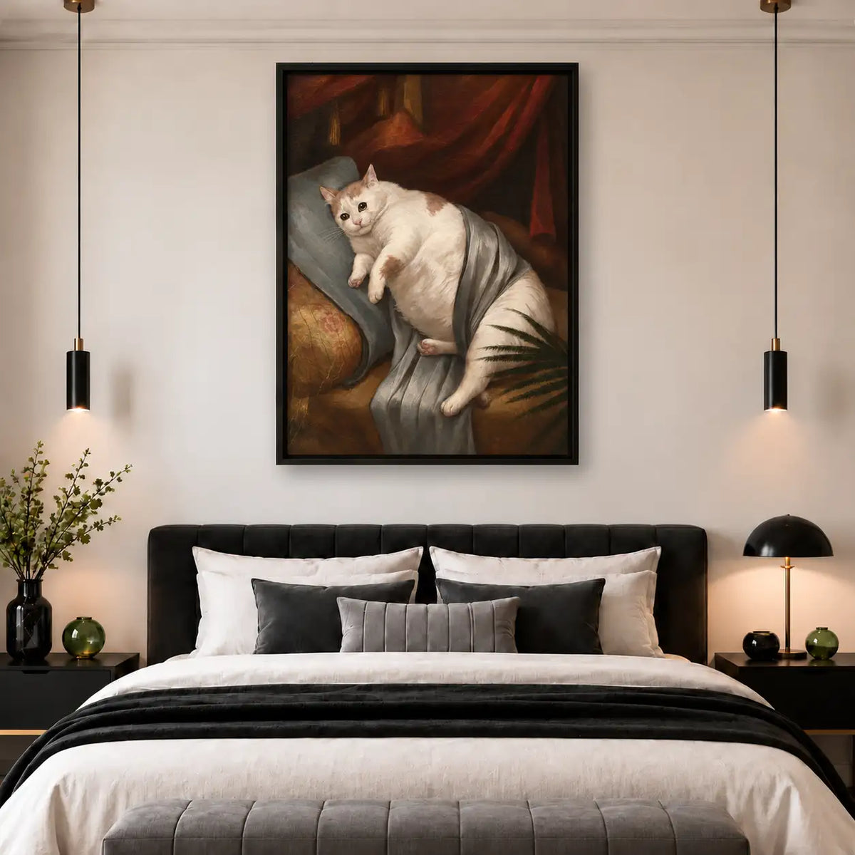 Regal White Cat Classical Portrait Wall Art 5