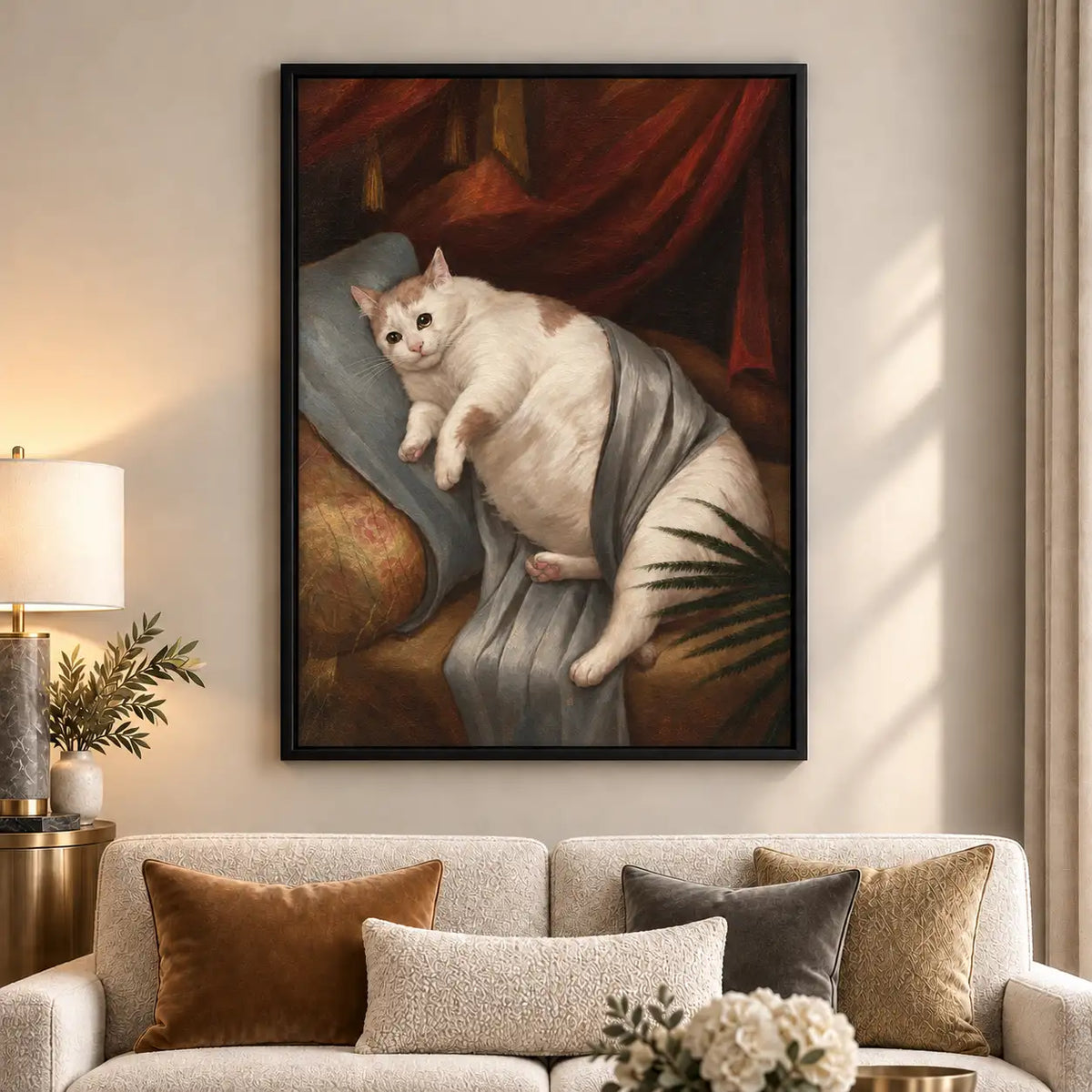 Regal White Cat Classical Portrait Wall Art 6