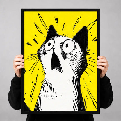 Shocked Black and White Cat Reaction Wall Art 3