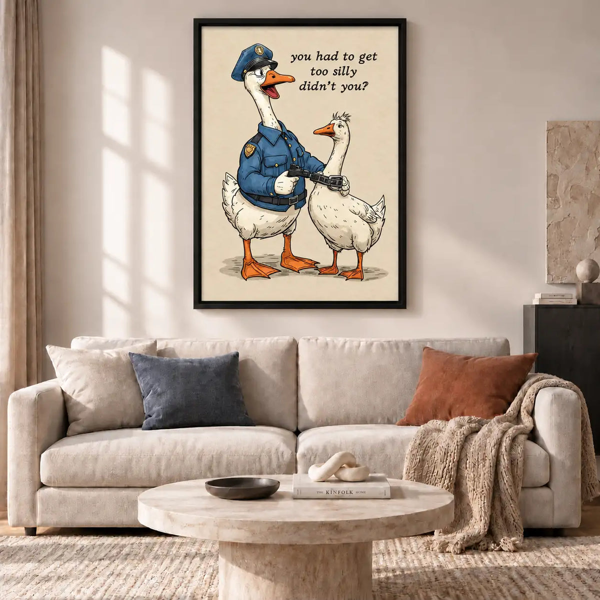 Silly Goose Police Arrest Funny Wall Art 2