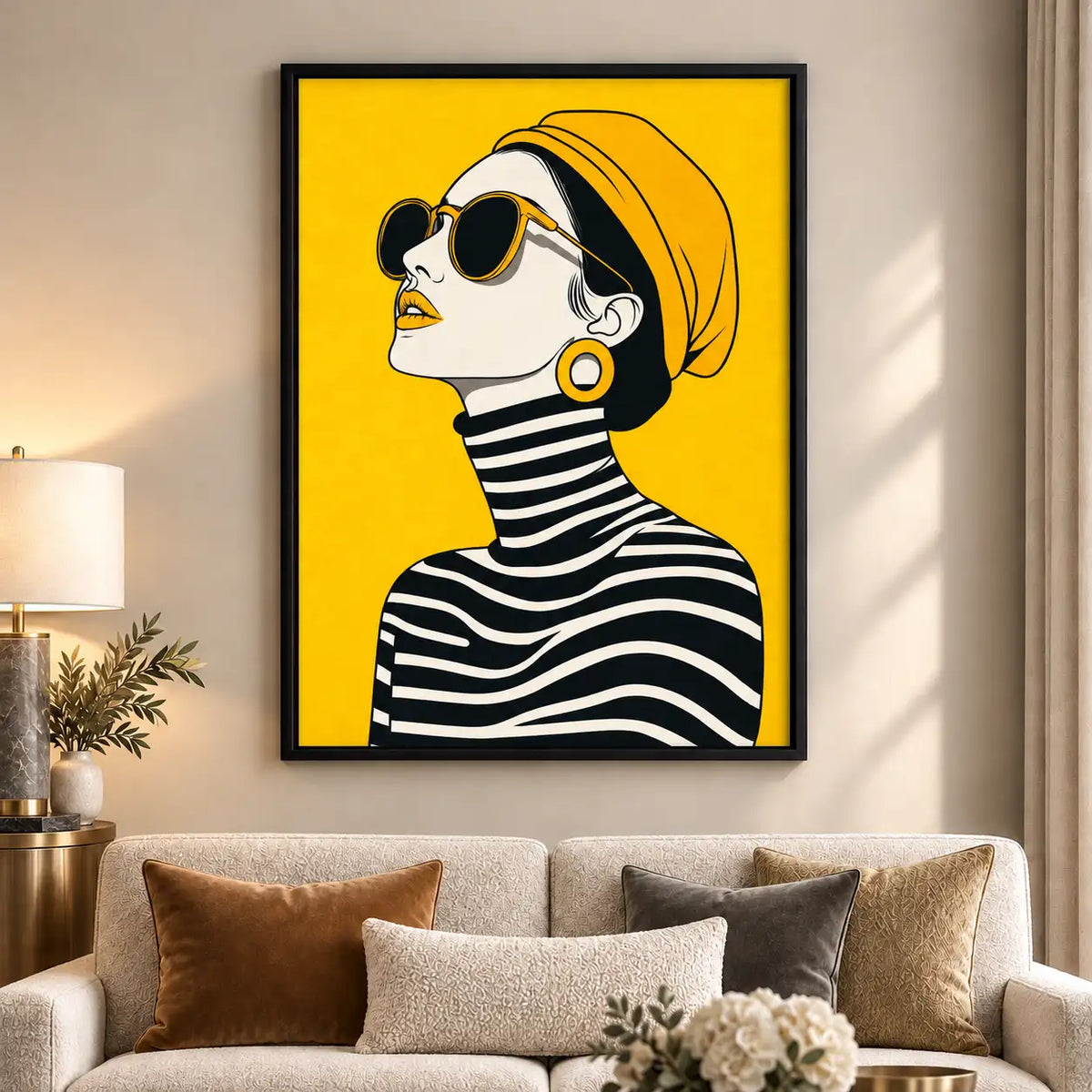 Stylish Woman in Sunglasses Pop Portrait Wall Art 6