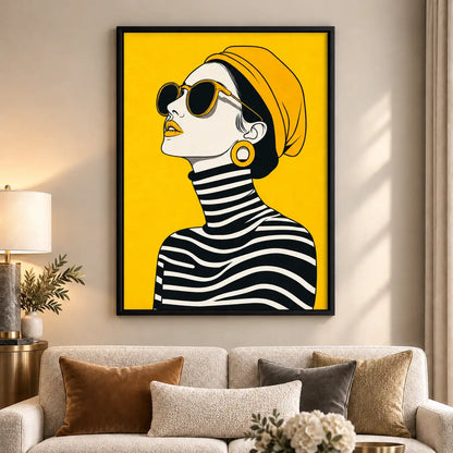 Stylish Woman in Sunglasses Pop Portrait Wall Art 6