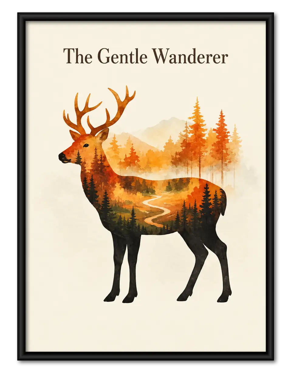 The Gentle Wanderer Deer Landscape Wall Art 1