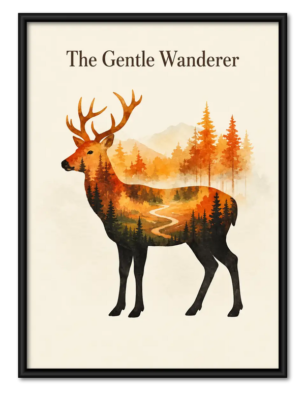 The Gentle Wanderer Deer Landscape Wall Art