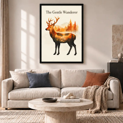 The Gentle Wanderer Deer Landscape Wall Art 2