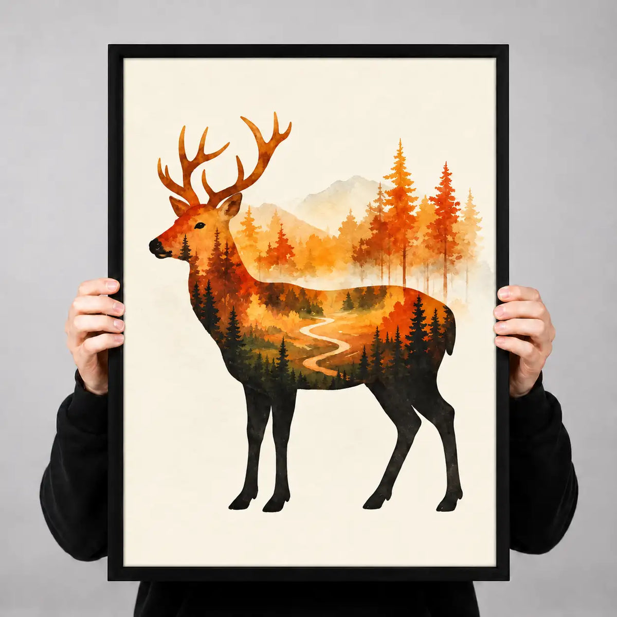 The Gentle Wanderer Deer Landscape Wall Art 3