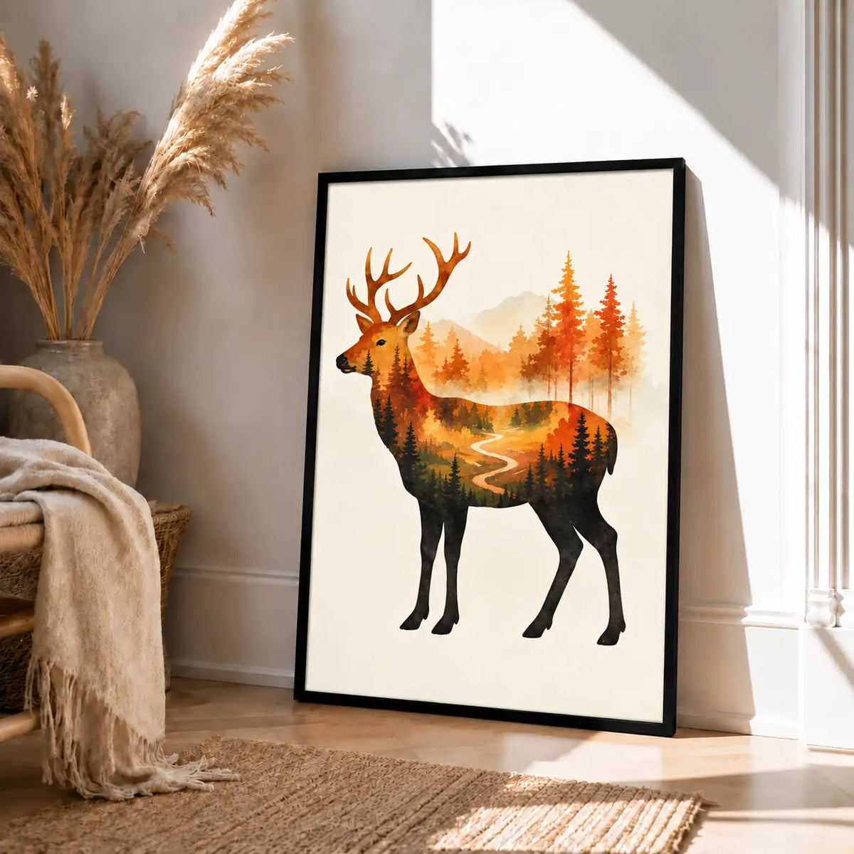 The Gentle Wanderer Deer Landscape Wall Art 4