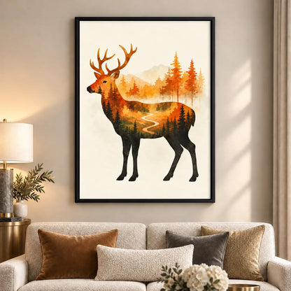 The Gentle Wanderer Deer Landscape Wall Art 6