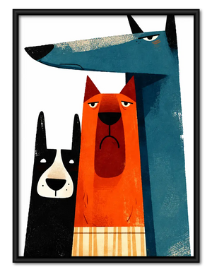 Three Tall Graphic Dogs Portrait Wall Art