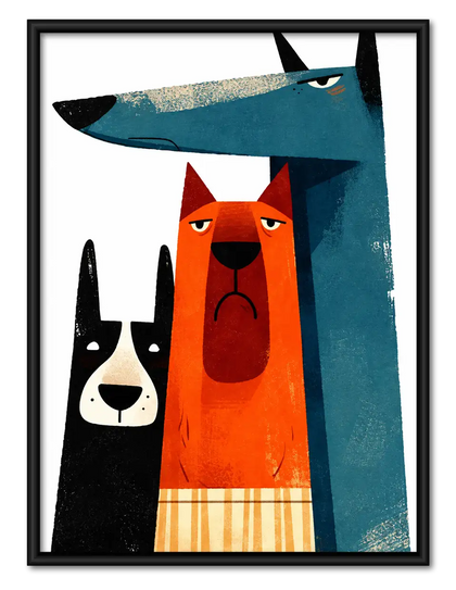 Three Tall Graphic Dogs Portrait Wall Art