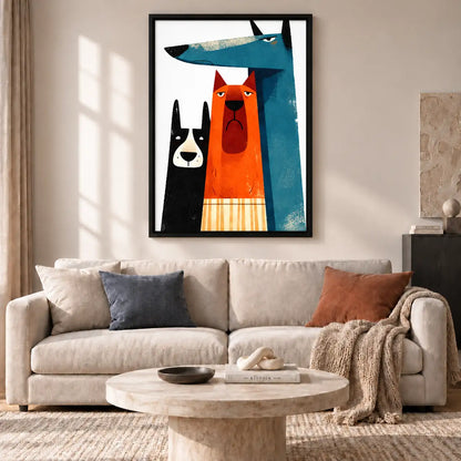 Three Tall Graphic Dogs Portrait Wall Art 2