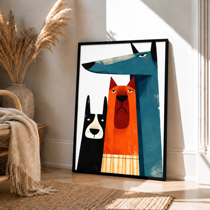 Three Tall Graphic Dogs Portrait Wall Art 4