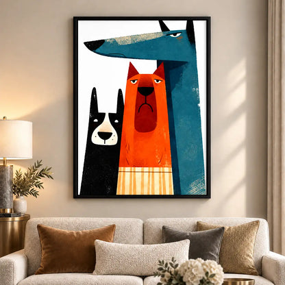 Three Tall Graphic Dogs Portrait Wall Art 6