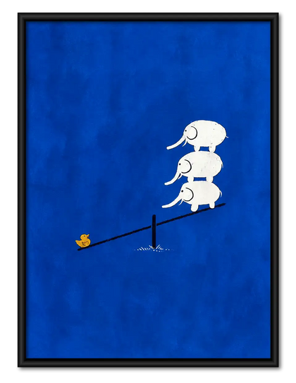 Three White Mice Balancing on Seesaw Wall Art