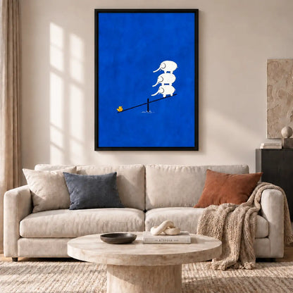 Three White Mice Balancing on Seesaw Wall Art 2