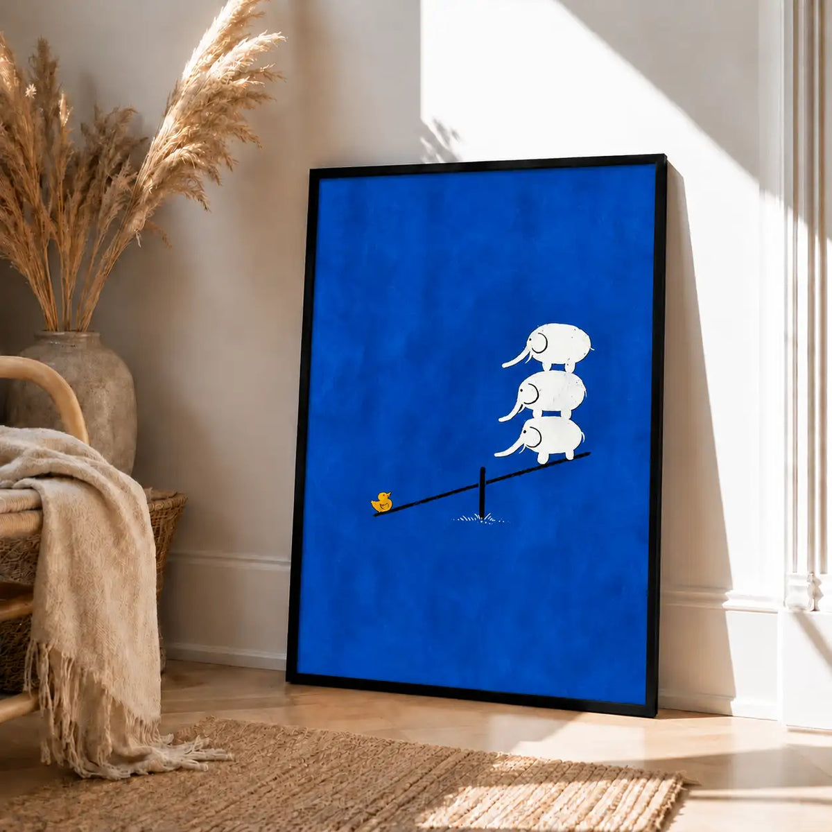 Three White Mice Balancing on Seesaw Wall Art 4